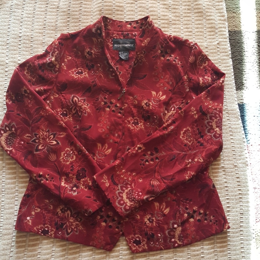 Requirements maroon zip up zacket